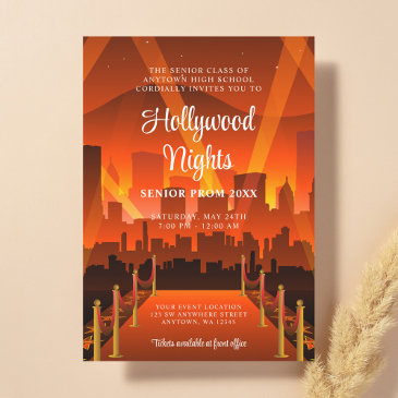 hollywood red carpet city prom invitation