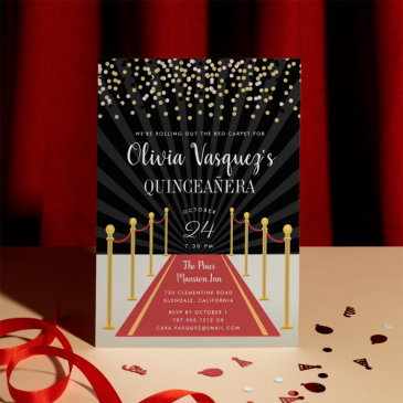 hollywood red carpet quinceanera invitation