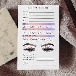 Small Hologram Eyelash Extension Client Record Map Business Invitations Front View