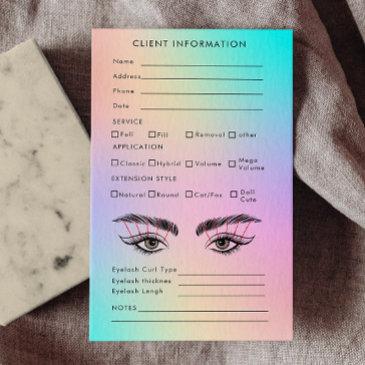 holographic aesthetician eyelash extension client business invitations