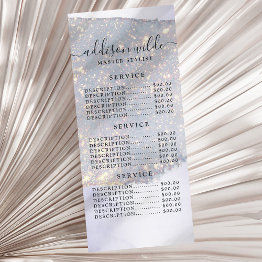 Small Holographic Purple Glitter Luxury Glam Price List Rack Invitations Front View