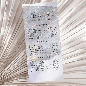holographic purple glitter luxury glam price list rack invitations
