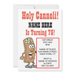 Small Holy Cannoli Turning 75 Party Invitation Front View