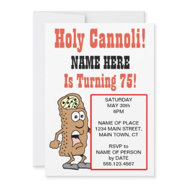 holy cannoli turning 75 party invitation