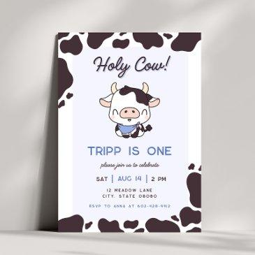 holy cow blue boy birthday invitation