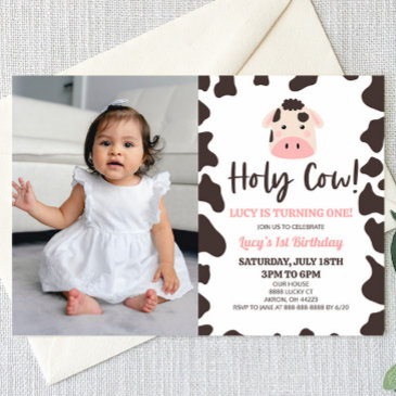 holy cow! i'm turning one 1st birthday party invitation