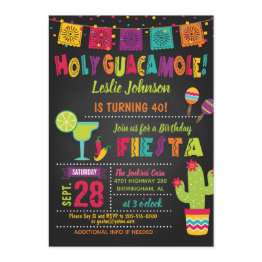 Small Holy Guacamole Birthday Fiesta Invitation Front View