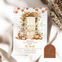 Small Home Sweet Home Autumn Leaves Housewarming Invitation Front View