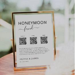 Small Honeymoon Fund Qr Code Sign, Wedding Honeymoon In Invitation Front View