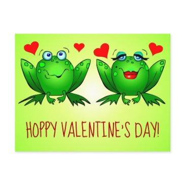 hoppy valentines day fun cute cartoon frogs hearts postinvitations