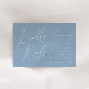 horizontal boho script blue menu choice rsvp invitations