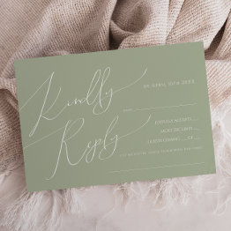 Small Horizontal Whimsical Script | Sage Song Request Rsvp Invitations Front View