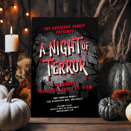 Small Horror Movie Poster Adult Halloween Party Invite Front View