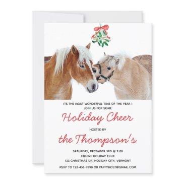 horse christmas mistletoe equestrian cute ponies invitation