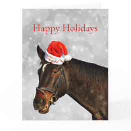 Small Horse In A Christmas Hat Invitations Front View