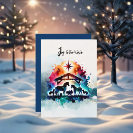 Small Horse Nativity Christmas Invitation Front View