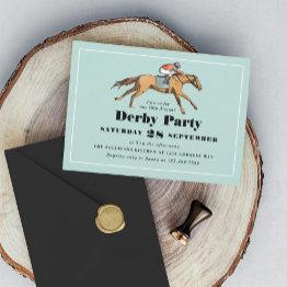 Small Horse Racing Birthday Derby Party Invitation Front View