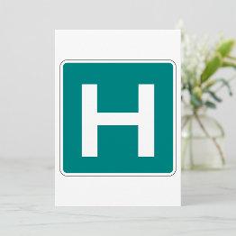 Small Hospital Road Sign Emergency Medical Facility Invitation Front View