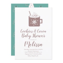 Small Hot Chocolate Cookies Mug Winter Baby Shower Invitation Front View