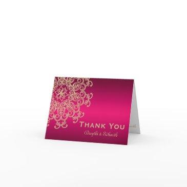 hot pink and gold indian style wedding thank you