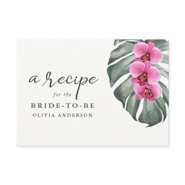 hot pink orchids on monstera recipe invitations