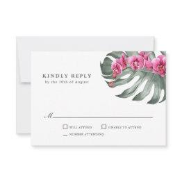 Small Hot Pink Orchids Tropical Wedding Rsvp Front View