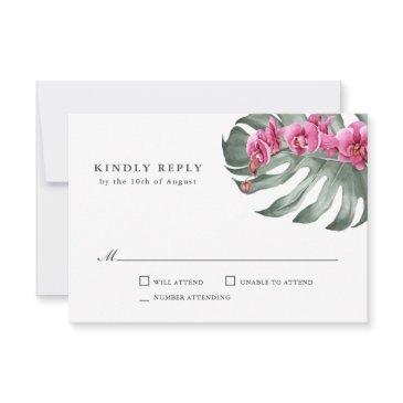 hot pink orchids tropical wedding rsvp