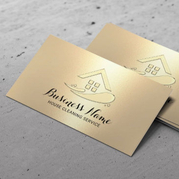 house cleaning service modern gold business invitations