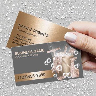 house cleaning service modern gold clean supplies business invitations