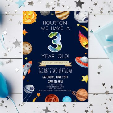 houston we have a 3 year old 3rd birthday party invitation