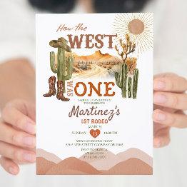 Small How The West Was One Birthday Party Cowboy Invitation Front View