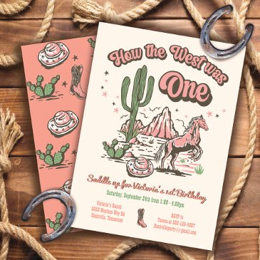 how the west was one cowgirl birthday invitation