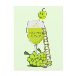 Small How Wine Is Made Funny Illustration Green Postinvitations Front View