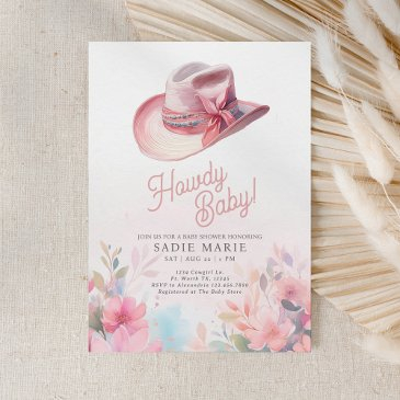 howdy baby girl western baby shower invitation