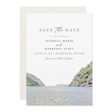 hudson river new york watercolor save the date invitation