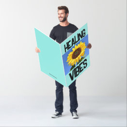 Small Huge Healing Vibes Giant Sunflower Get Well Invitations Front View