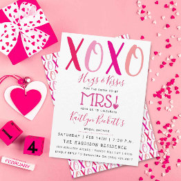 Small Hugs & Kisses (xoxo) Valentine's Day Bridal Shower Invitation Front View