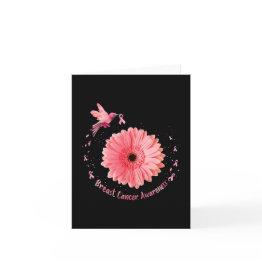 Small Hummingbird Sunflower Pink Ribbon Breast Cancer Aw Invitations Front View