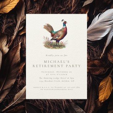hunting retirement elegant rustic pheasant party invitation