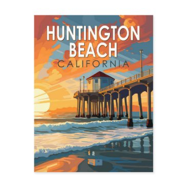 huntington beach california travel art vintage postinvitations