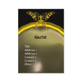 Small Hyper Butterfly Agate Monogram Yellow Grey Black Business Invitations Front View