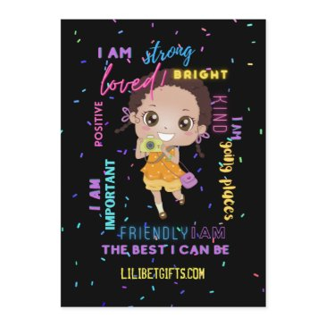 i am - positive black brown girl affirmations invitation