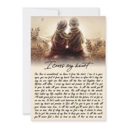 Small I Cross My Heart Couple Golden Anniversary Gift Holiday Invitations Front View