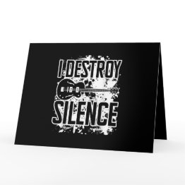 Small I Destroy Silence Bass Player Funny Guitar Music E Invitations Front View
