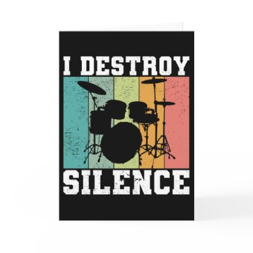 i destroy silence distressed vintage drummer retro invitations