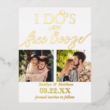 i do's & free booze modern wedding save the date foil invitation postinvitations