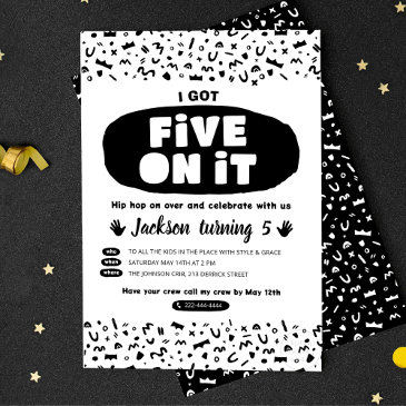 i got five on it, 90s hip hop birthday old school invitation