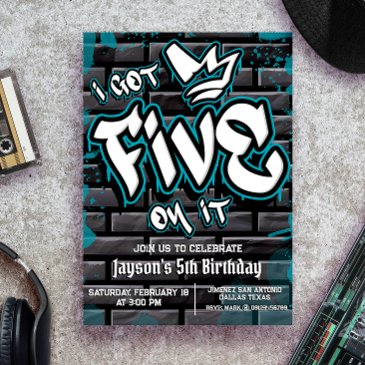i got five on it - boy 5th birthday invitation