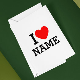 Small I Heart Name Cards Front View