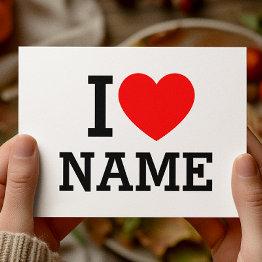 Small I Heart Name Postinvitations Front View